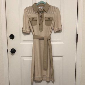 St. John Sport Tan Belted Knit Dress